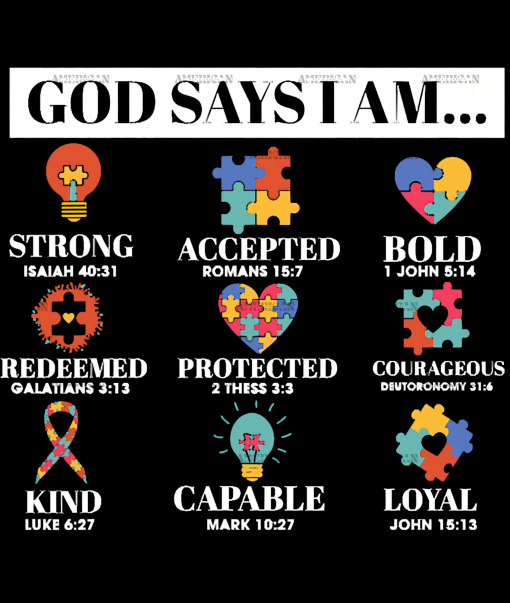 God Says I Am Autism Awareness DTF Transfer
