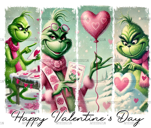 Grinch Valentine DTF Transfer