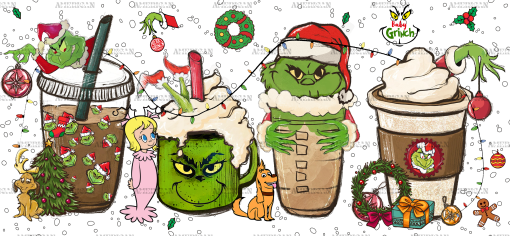 Grinchmas Latte Snowfall UV DTF Transfer
