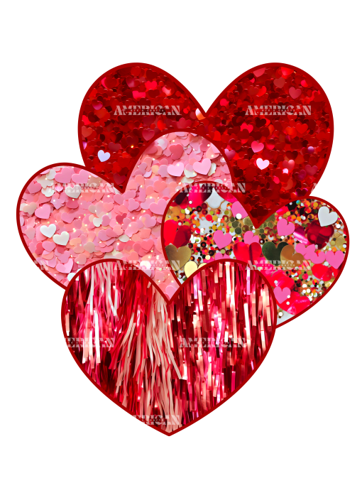 Group Of Valentine Hearts DTF Transfer