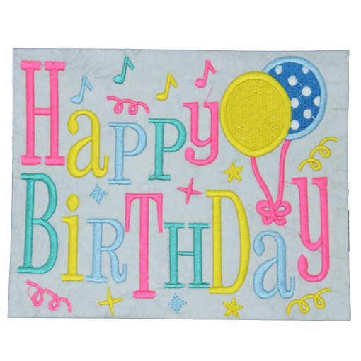 Happy Birthday Patch (Large/Embroidery)