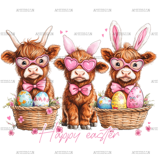 Happy Easter Cows DTF Transfer