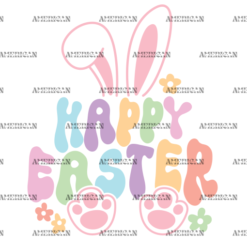 Happy Easter Groovy DTF Transfer