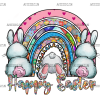 Happy Easter Rainbow Bunnies DTF Transfer