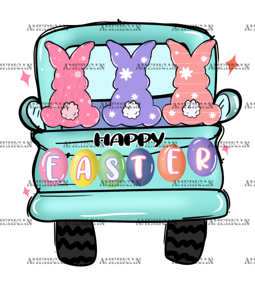 Happy Easter Truck-2 DTF Transfer