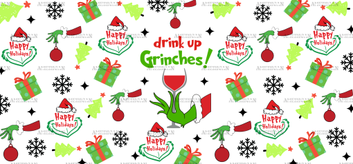 Happy Holiday Drinks UV DTF Transfer