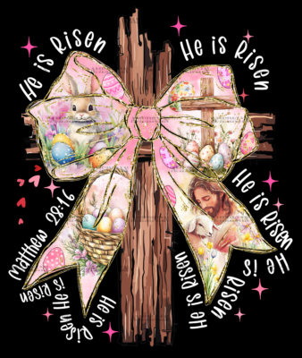He Is Risen Cross With Bow-2 DTF Transfer