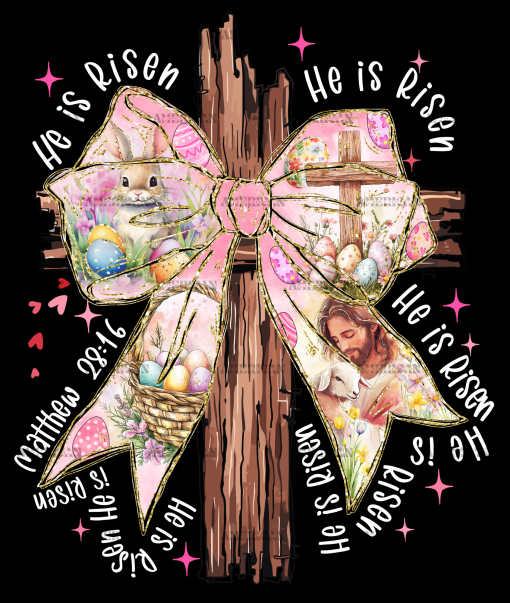 He Is Risen Cross With Bow-2 DTF Transfer