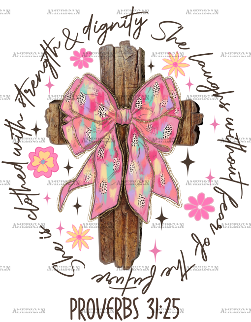 He Is Risen Cross With Bow-3 DTF Transfer