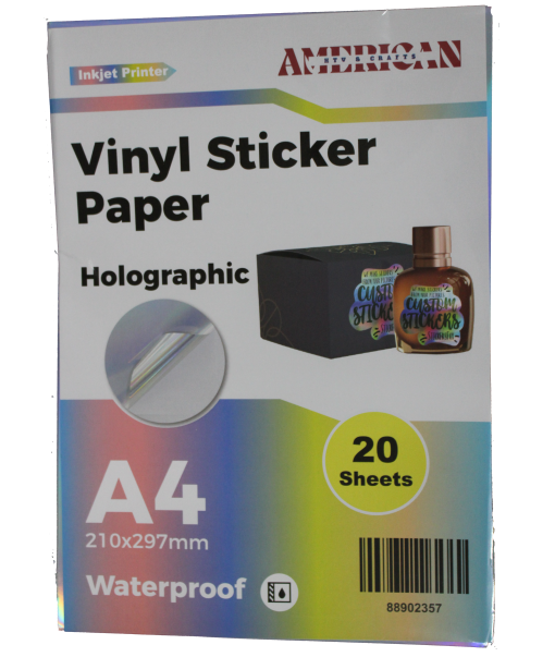 A4 Waterproof Holographic Vinyl Sticker Paper For Inkjet Printer 20 Sheets