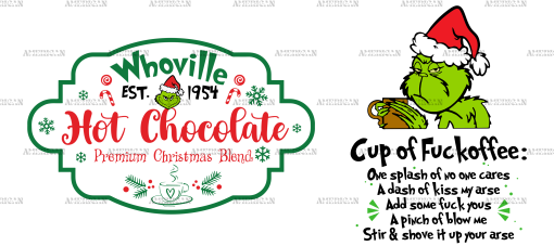 Hot Chocolate Grinch UV DTF Transfer