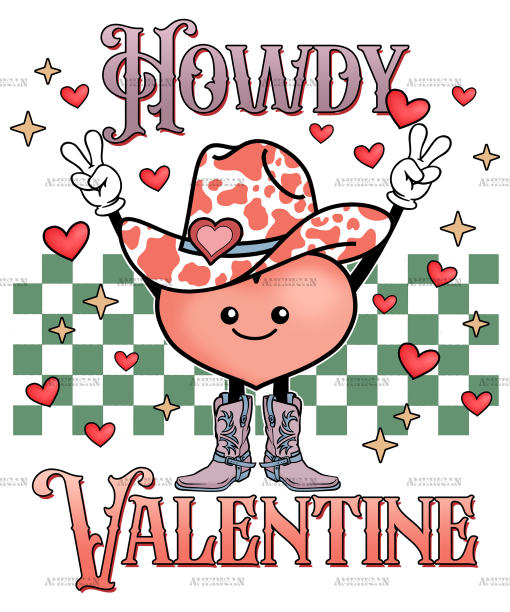 Howdy Valentine Checkered Love DTF Transfer