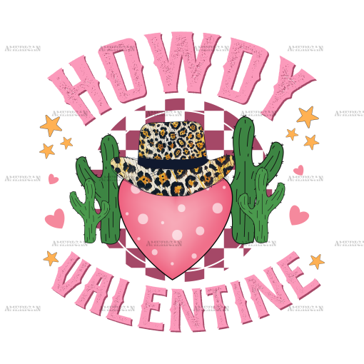 Howdy Valentine Heart Cactus DTF Transfer