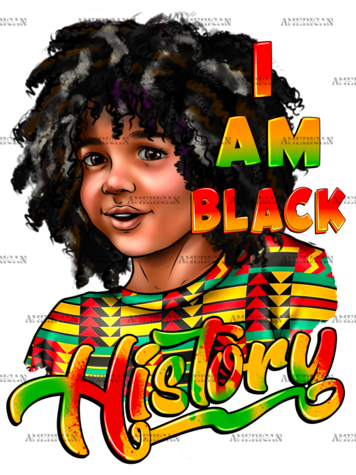 I Am Black History Afro Kid DTF Transfer
