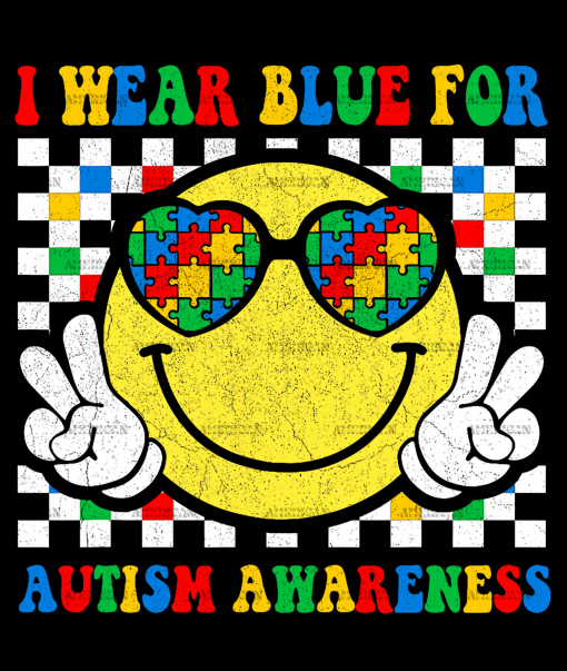 I Wear Blue For Autism Awareness DTF Transfer