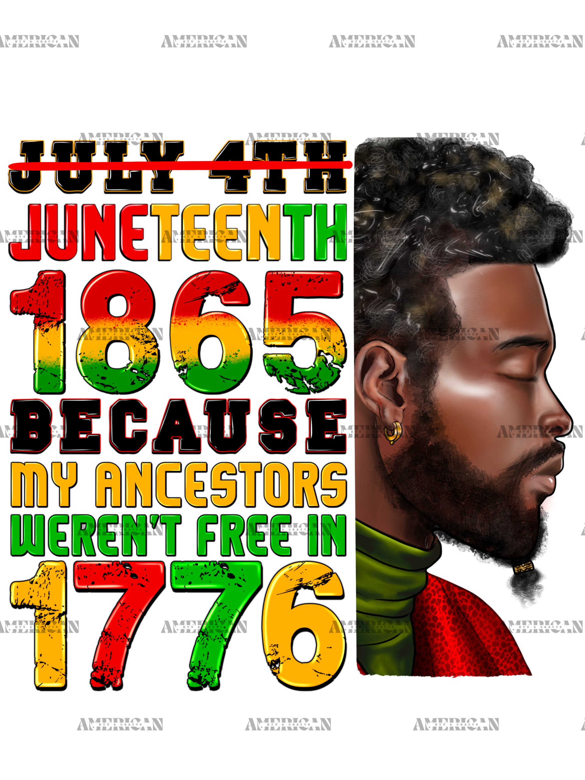 Juneteenth 1865 Because My Ancestors Weren't Free In 1776 Man-1 DTF Transfer
