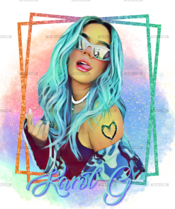 Karol G Blue Hair Frame Dtf Transfer