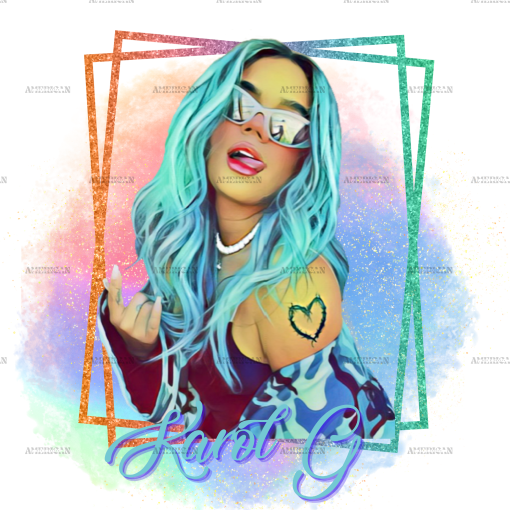 Karol G Blue Hair Frame Dtf Transfer