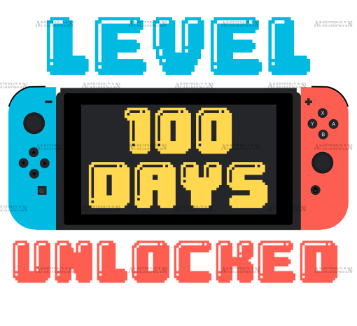 Level 100 Days Unlocked Colors DTF Transfer
