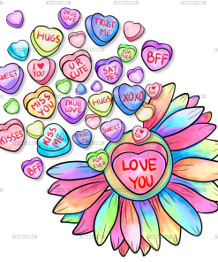 Love You Valentine Sunflower DTF Transfer