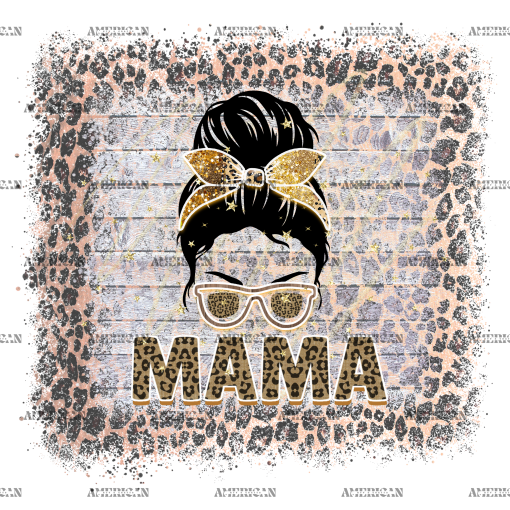 Mama Messy Bun Leapord Frame DTF Transfer