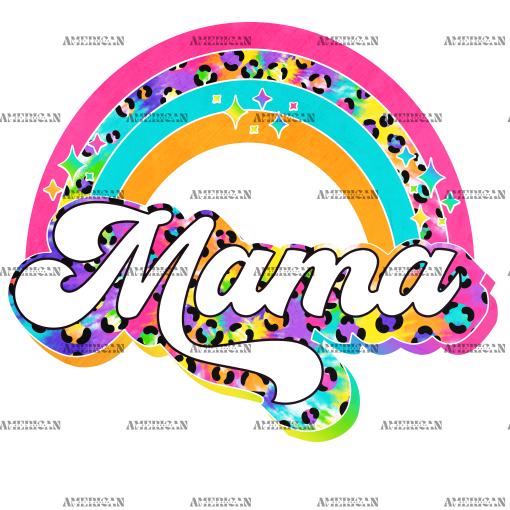 Mama Tiedye Leopard Rainbow DTF Transfer