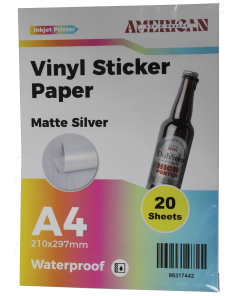 A4 Waterproof Matte Silver Vinyl Sticker Paper For Inkjet Printer 20 Sheets