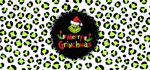 Merry Grinchmas Green Leopard UV DTF Transfer