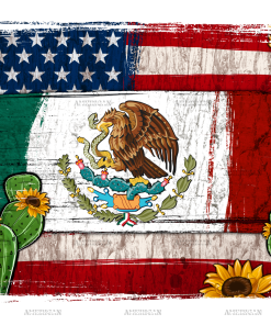 Mexican American Flag Cactus DTF Transfer