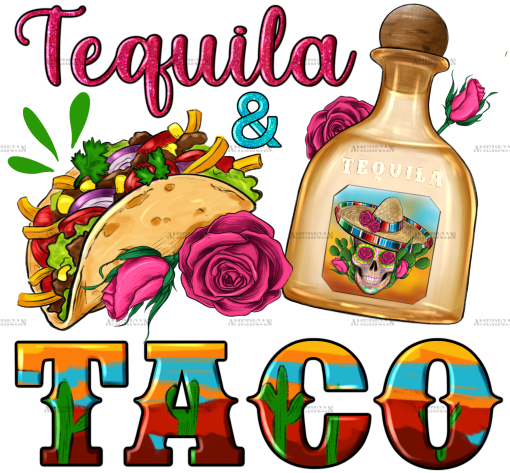 Mexican Tequila And Taco Dtf Transfer