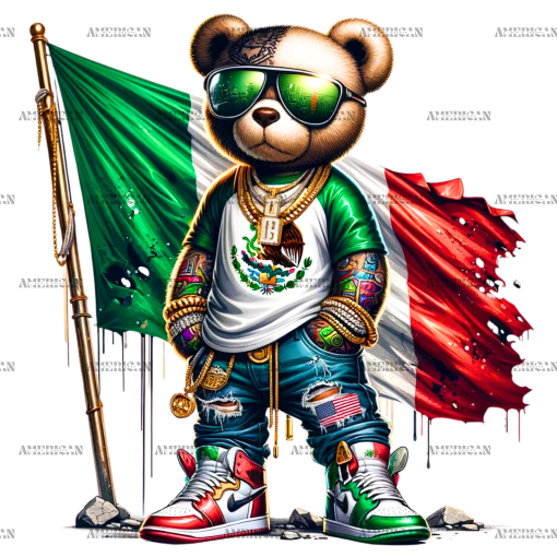 Mexico Flag Teddy DTF Transfer