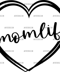 Momlife Heart Black DTF Transfer