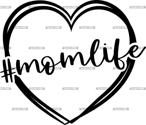 Momlife Heart Black DTF Transfer