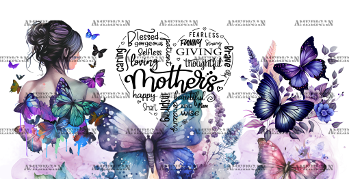 Mother Purple Butterflies UV DTF Transfer