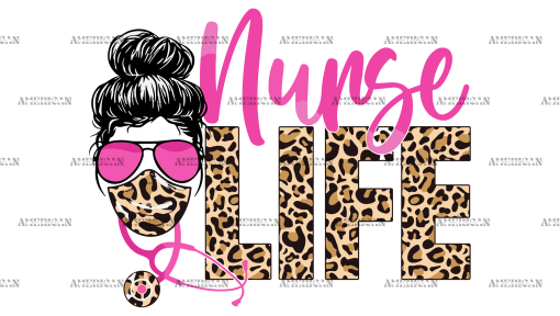 Nurse Life Leopard Messy Bun UV DTF Transfer
