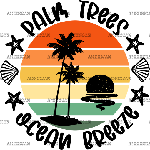Palm Trees Ocean Breeze DTF Transfer