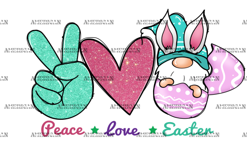 Peace Love Easter Gnome DTF Transfer