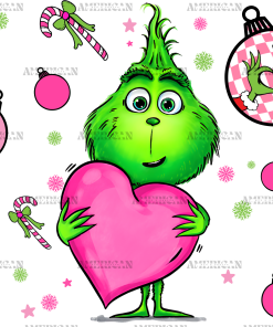 Pink Heart Grinch UV DTF Transfer