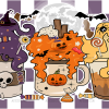Purple Checkered Halloween Coffee UV DTF Transfer