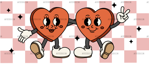 Retro Couple Hearts UV DTF Transfer