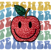 Retro Teacher Apple DTF Transfer