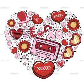 Retro Valentines Day Heart DTF Transfer
