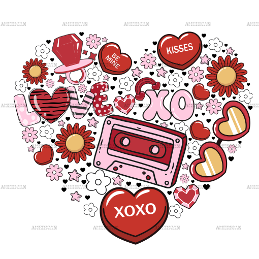 Retro Valentines Day Heart DTF Transfer