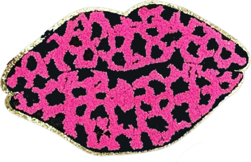 Pink And Black Lips Patch (Large/Chenille)