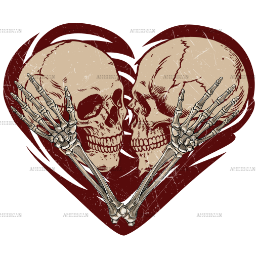 Skeleton Skull Kisses DTF Transfer
