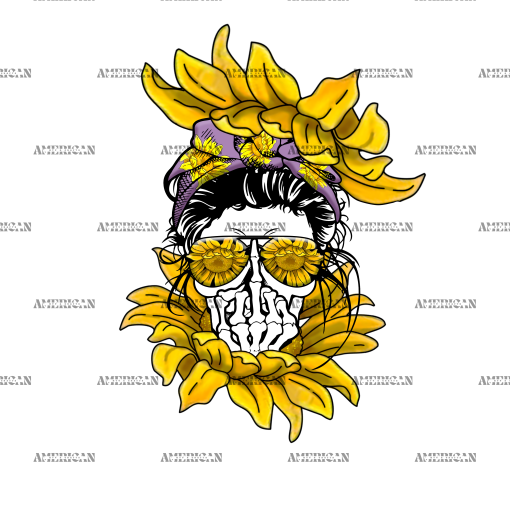 Skull Mom Sunflower DTF Transfer