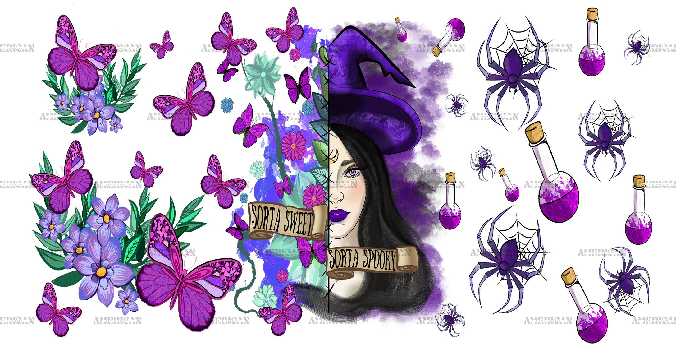 Sorta Sweet Sorta Spooky Purple And Violet UV DTF Transfer