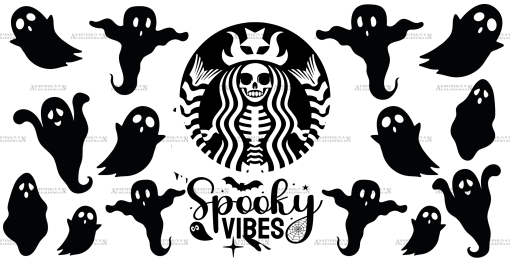 Spooky Starbucks Vibes Ghosts UV DTF Transfer