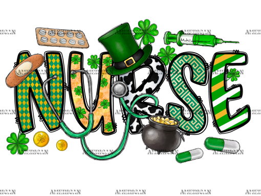 St.Patricks Day Nurse DTF Transfer