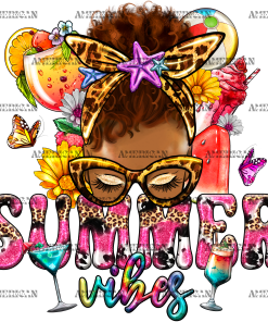 Summer Vibes Messy Bun DTF Transfer